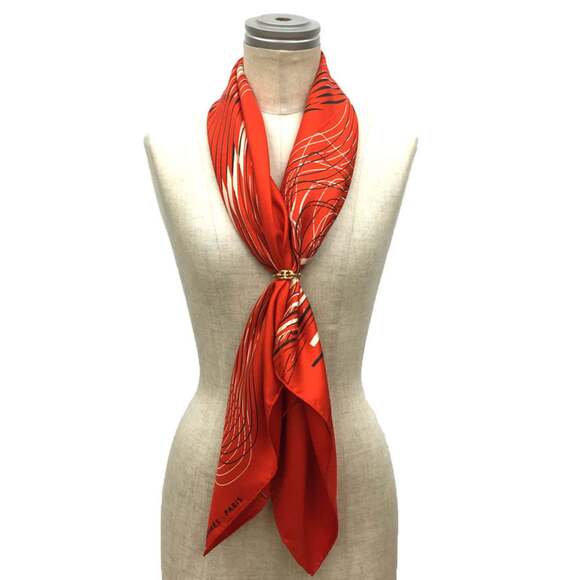 HERMES Orange Silk Scarf - Picture 2 of 3